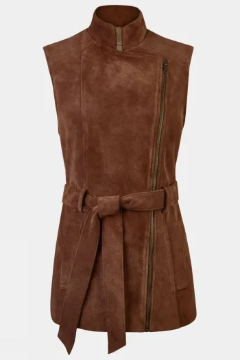 Sale Troy London Womens Belted Suede Gilet
