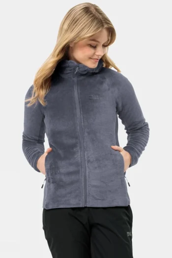 Sale Jack Wolfskin Womens Rotwand Hooded Full Zip Fleece Jacket