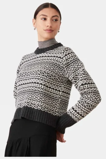 Sale Brora Womens Wool & Cashmere Folk Fair Isle Jumper